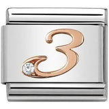 Nomination Classic Rose Gold CZ Number Three Charm SALE