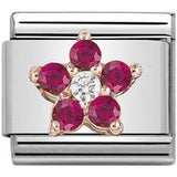 Nomination Classic Rose Gold CZ Red Flower Cluster Charm SALE