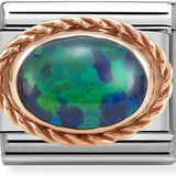 Nomination Classic Rose Gold Twist Precious Stone Oval Green Opal Charm