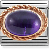 Nomination Classic Rose Gold Twist Precious Stone Oval Amethyst Charm