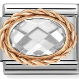 Nomination Classic Rose Gold White CZ Twist Oval Charm