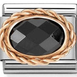 Nomination Classic Rose Gold Black CZ Twist Oval Charm SALE