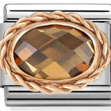 Nomination Classic Rose Gold Champagne CZ Twist Oval Charm