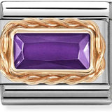 Nomination Classic Rose Gold Purple CZ Twist Rectangle Charm SALE