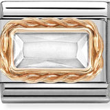 Nomination Classic Rose Gold White CZ Twist Rectangle Charm
