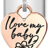 Nomination Classic Rose Gold I Love My Baby Charm Drop Charm