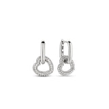 Ti Sento Heart CZ Hoop Drop Earrings SALE