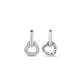 Ti Sento Heart CZ Hoop Drop Earrings SALE