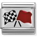 Nomination Classic Silver Enamel Chequered Flag Charm