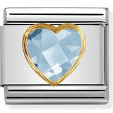Nomination Classic Gold Heart Shape Baby Blue CZ Charm