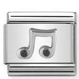 Nomination Classic Silver CZ Black Music Note Charm