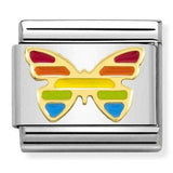 Nomination Classic Gold Rainbow Enamel Butterfly Charm