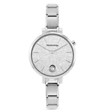 Nomination Round Silver Glitter Watch with Sparkling CZ
