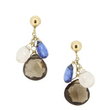 9ct Yellow Gold Quartz Kyanite Briolette Drop Earrings