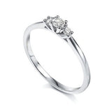 18ct White Gold Diamond Trilogy Round Brilliant Cut Petite Ring 0.15ct