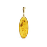Handmade 9ct Yellow Gold Honey Amber Oval Pendant