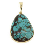9ct Yellow Gold Turquoise Large Handmade Pebble Pendant SALE