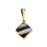 9ct Yellow Gold Square Shape Banded Agate Pendant SALE