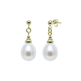 9ct Yellow Gold River Pearl Bead Drop Earrings 7.5mm