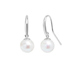 9ct White Gold River Pearl Hook Drop Earrings 8-8.5mm