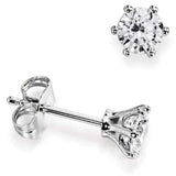 18ct White Gold Diamond Solitaire Six Claw Stud Earrings 0.39ct