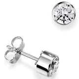 18ct White Gold Diamond Solitaire Bezel Stud Earrings 1.03ct