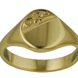 9ct Yellow Gold Oval Top Half Engraved Signet Ring