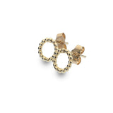 9ct Yellow Gold Beaded Circle Stud Earrings