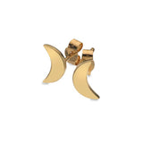 9ct Yellow Gold Crescent Moon Stud Earrings