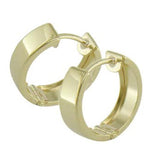 9ct Yellow Gold Wide Flat Profile Hinged Hoop Earrings 15mm