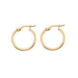 9ct Yellow Gold Square Profile Hoop Earrings 13.5mm