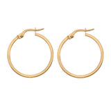 9ct Yellow Gold Square Profile Hoop Earrings 20mm