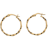 9ct Yellow Gold Twisted Profile Hoop Earrings 20mm
