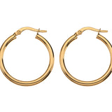 9ct Yellow Gold Round Profile Hoop Earrings 20mm