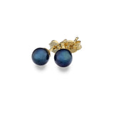 9ct Yellow Gold Black Pearl Stud Earrings 5mm