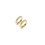 9ct Yellow Gold CZ Huggie Hoop Earrings 11.3mm