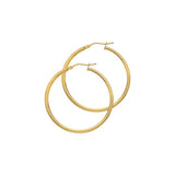 9ct Yellow Gold Round Profile Hoop Earrings 30mm