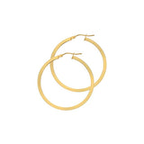 9ct Yellow Gold Square Profile Hoop Earrings 30mm