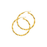 9ct Yellow Gold Twisted Profile Hoop Earrings 30mm