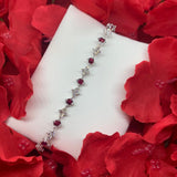 18ct White Gold Ruby Diamond Quatrefoil Bracelet SALE