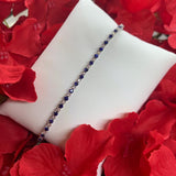 18ct White Gold Blue Sapphire Diamond Tennis Bracelet