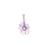 9ct White Gold Amethyst Diamond Carved Flower Pendant