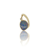 14ct Yellow Gold Blue Opal Doublet Diamond Oceanic Pendant