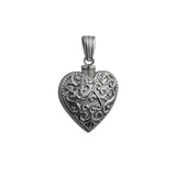 Memorial Locket, Embossed Heart Sterling Silver 25x22mm