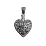 Memorial Locket, Embossed Heart Sterling Silver 25x22mm