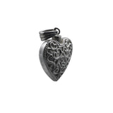Memorial Locket, Embossed Heart Sterling Silver 25x22mm