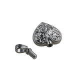 Memorial Locket, Embossed Heart Sterling Silver 25x22mm