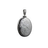Memorial Locket, Fully Engraved Oval Sterling Silver 35x26mm