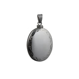 Memorial Locket, Scroll Edge Engraved Oval Sterling Silver