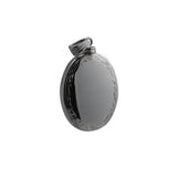 Memorial Locket, Scroll Edge Engraved Oval Sterling Silver